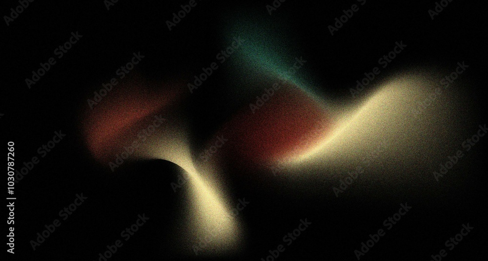 Canvas Prints grainy background red green black yellow abstract glowing color wave dark backdrop noise texture ban
