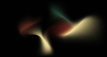 Grainy background red green black yellow abstract glowing color wave dark backdrop noise texture banner poster header design