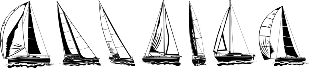 Sailboats set on white