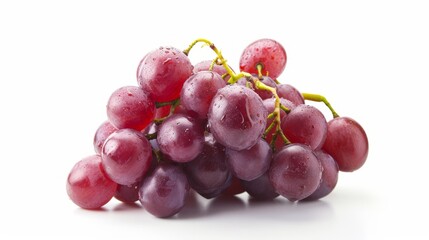 Fototapeta premium Vibrant and Juicy: A Cluster of Fresh Red Grapes Isolated on a White Background in Aspect Ratio