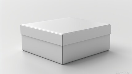 Naklejka premium High-quality white box 3D mockup for product packaging. Isolated on a white background for easy editing. Ideal for branding and marketing. cardboard, package, product, storage. High resolution