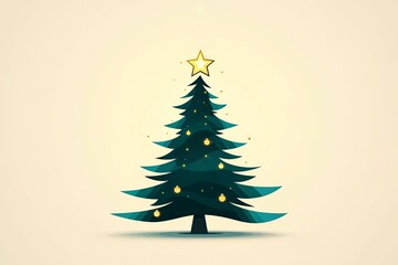 Minimalist Christmas tree with star and ornaments