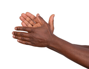 Man clapping his hands isolated on white or transparent background	
