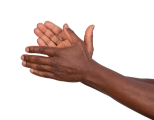 Man clapping his hands isolated on white or transparent background	
