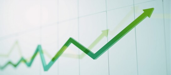 A green business-related line graph on an arrows background file format