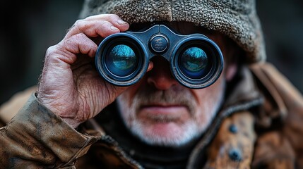 Fototapeta premium Man Looking Through Binoculars