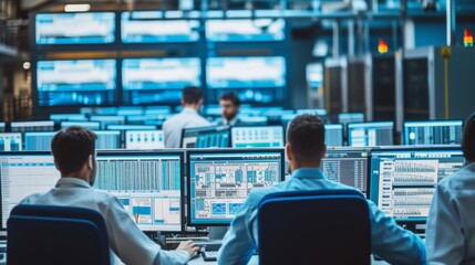 Data Center Professionals Monitoring Server Room Infrastructure