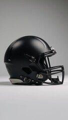 Fototapeta premium Side view of blank black American Football helmet mock-up