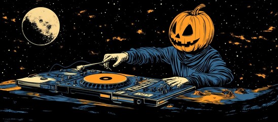 Funky Gourd Grooves: Jack O'Lantern's Late-Night DJ Adventure at Space