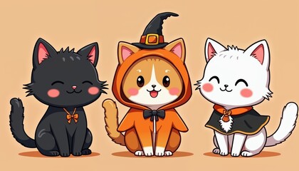 Obraz premium Cute and Spooky Cats Celebrating Halloween in Adorable Costumes with Fun Expressions