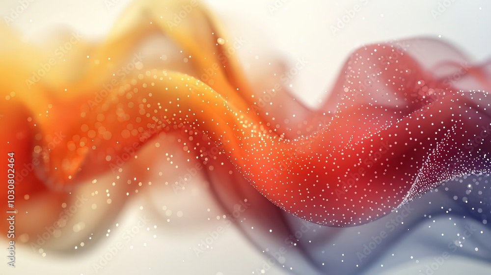 Poster soft, flowing waves of vibrant colors blend together, creating a smooth gradient. tiny particles spa