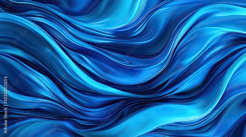 Poster abstract blue wave pattern on a smooth surface, ideal for backgrounds.