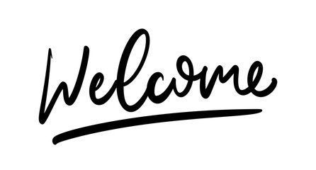 Welcome, hand drawn lettering. Vector calligraphy composition. Welcome sign.