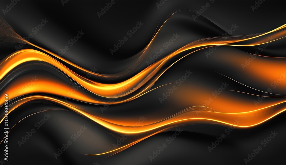Aufkleber dynamic abstract of swirling black and orange lines in artistic interplay. generative ai