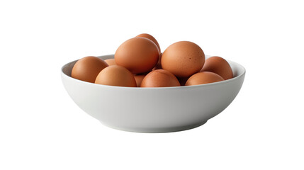Fresh Brown Eggs in a White Bowl for Culinary Use