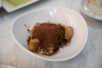 Tiramisu at a French restaurant in Japan
