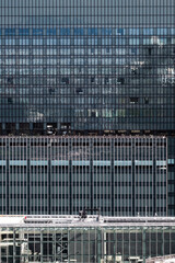 reflections in the building