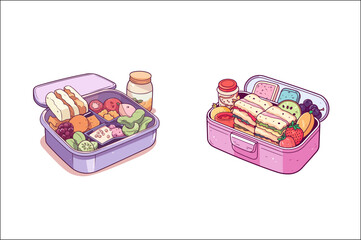 Lunch box Vector illustration Clipart, Lunch box & tiffin box Clipart, food lunch box.
