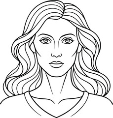 Continuous Line Art Women Beauty Face , Minimalist Black Linear isolated on white background.