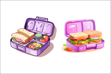 Lunch box Vector illustration Clipart, Lunch box & tiffin box Clipart, food lunch box.