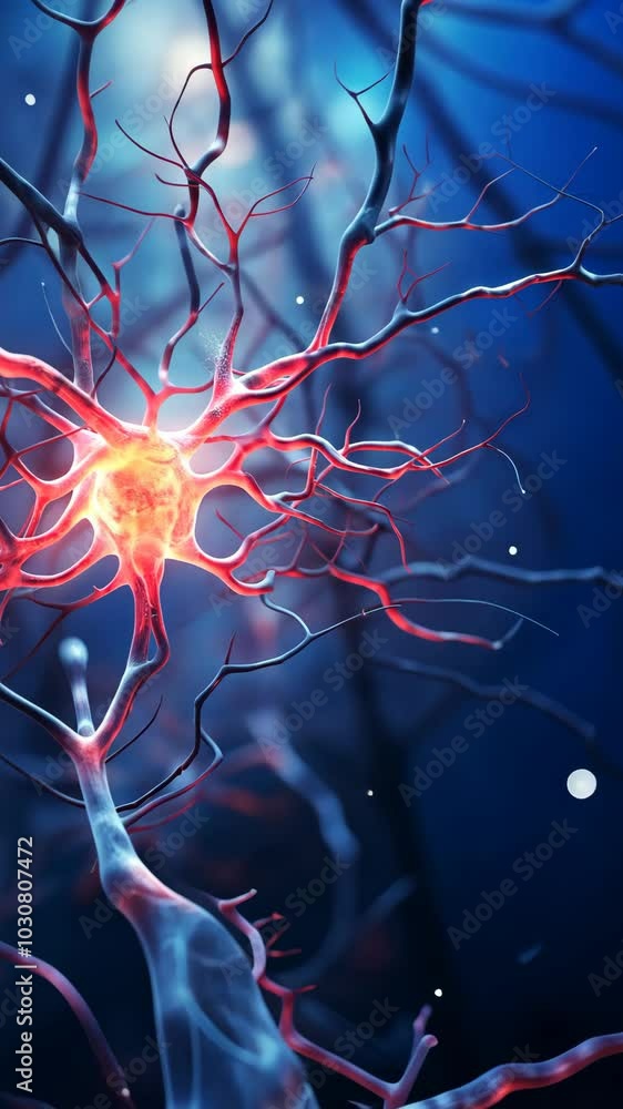 Poster Neural network structure with glowing neurons