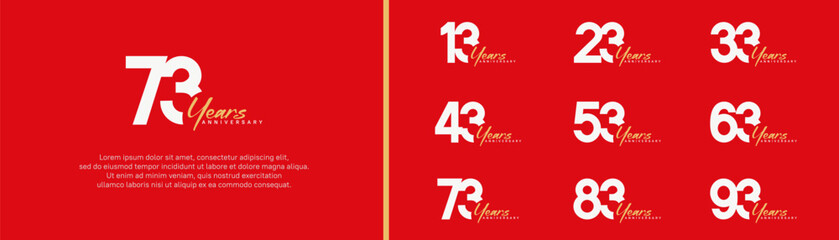 anniversary logotype set. vector design white and orange color can be use for special moment