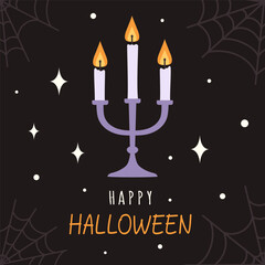 happy halloween card with candlestick