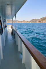 Handrails of a ship sailing