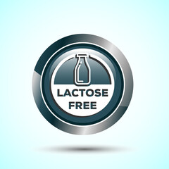 Lactose Free Icon Design Illustration, Healthy Food Concept, Gray Color Round Button Design