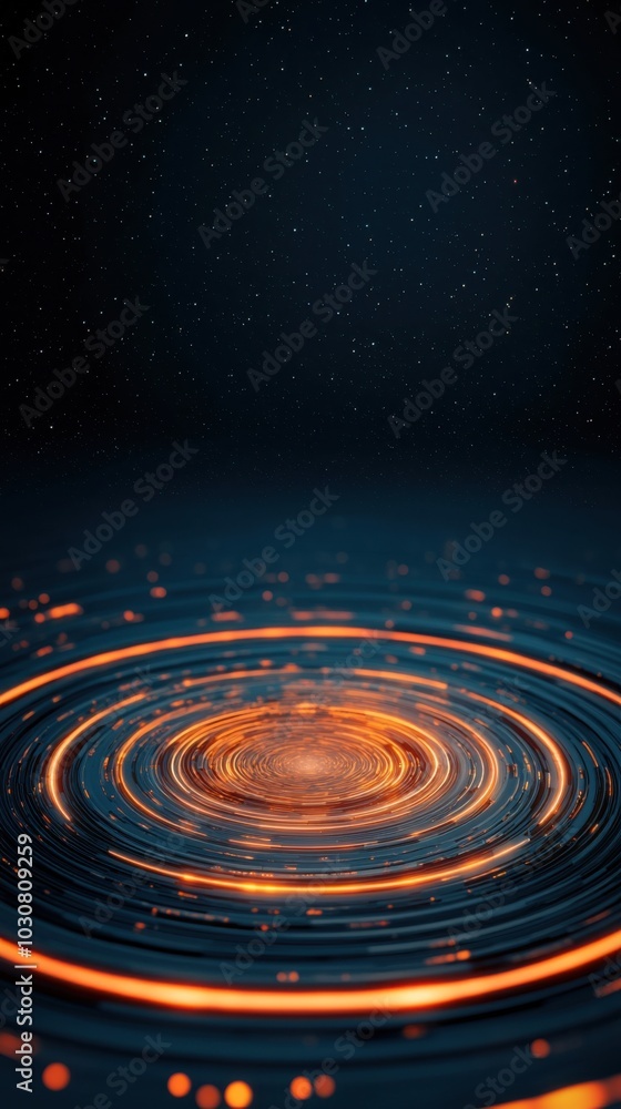 Poster abstract orange wave patterns on a dark background, visually captivating design.