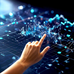 Fototapeta premium touching a digital screen future technology