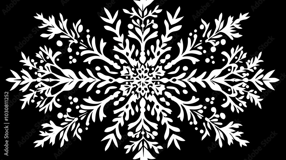 Poster traditional scandinavian paper cut snowflake pattern with symmetrical, intricate shapes, paper cut s