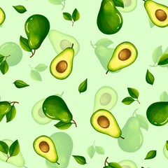Seamless pattern Avocado fruit repeated background