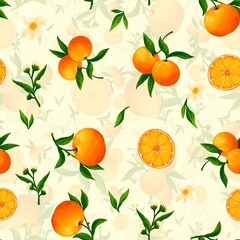 Seamless pattern orange fruit repeated background