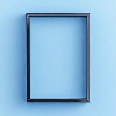 A sleek rectangular frame with a shiny finish, isolated on a pastel blue background, ideal for contemporary