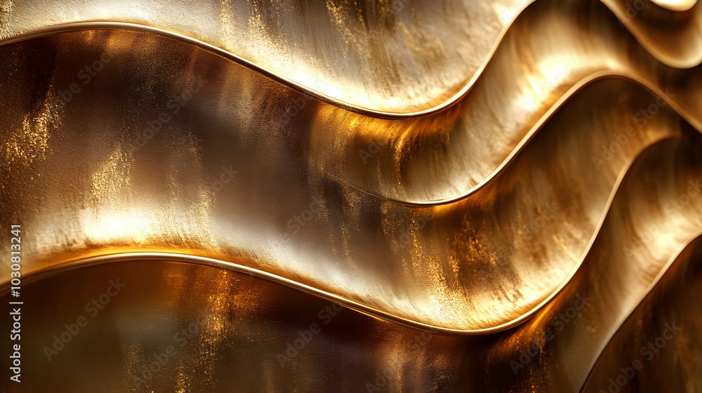 Poster abstract golden waves creating a luxurious visual texture.