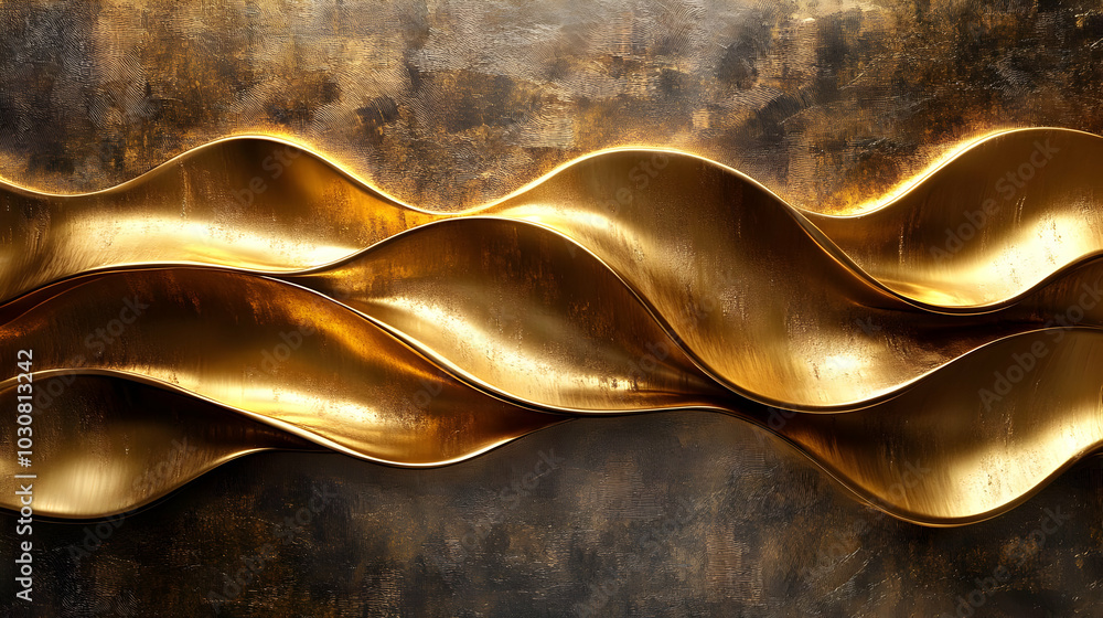 Poster abstract golden waves creating a textured, artistic backdrop.