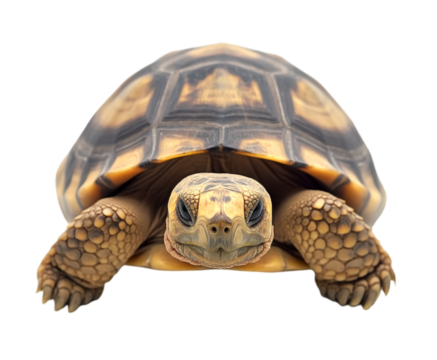 PNG Close Up Portrait of a Tortoise with its Shell Isolated on Transparent Background