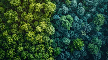 Fototapeta premium Forests transitioning from lush green to barren land due to global warming. Aerial view highlighting climate change's impact. Environmental crisis, pollution, no people present. High resolution