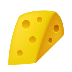 Fototapeta premium Cheese. A piece of cheese. Vector 3D clipart isolated on white background.