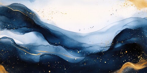 Blue and Gold Wave Painting