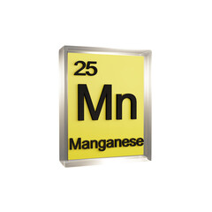Manganese side - Periodic Table Element, Scientific and Educational Use, Transparent and Translucent Design, 3D Render