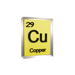 Copper side - Periodic Table Element, Scientific and Educational Use, Transparent and Translucent Design, 3D Render