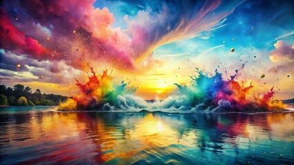 Panoramic Grunge Watercolor Splashes - Gentle Dirty Art Background for Creative Projects