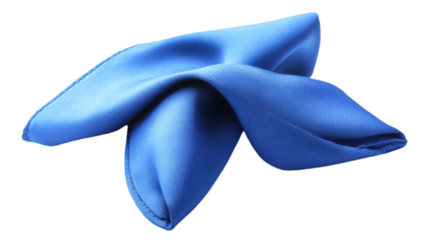 PNG Blue Fabric Texture: Close-Up Photography of Folded Silk Isolated on Transparent Background