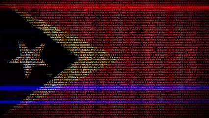 Binary code on flag of East Timor. Program source code or Hacker concept on East Timorese flag....