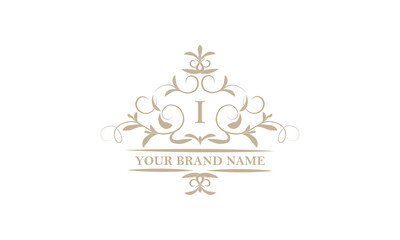Monogram design template for one or two letters, for example I. Calligraphic elegant ornament. Vector logo for business, heraldry, boutiques, restaurant, etc.
