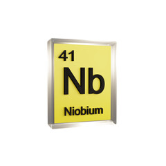 Niobium side - Periodic Table Element, Scientific and Educational Use, Transparent and Translucent Design, 3D Render