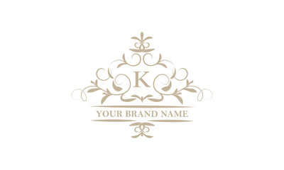 Monogram design template for one or two letters, for example K. Calligraphic elegant ornament. Vector logo for business, heraldry, boutiques, restaurant, etc.