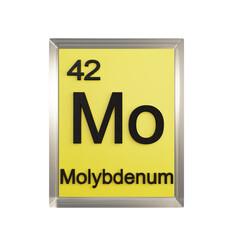 Molybdenum front - Periodic Table Element, Scientific and Educational Use, Transparent and Translucent Design, 3D Render